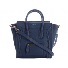 Celine Luggage Mini Tote z telecí kůže tmavě modré