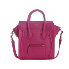 Celine Luggage Mini Tote z telecí kůže v zářivě růžové barvě