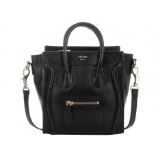 Celine Luggage Mini Tote z telecí kůže, černá
