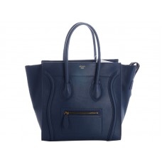 Celine Luggage Medium Tote z telecí kůže tmavě modré