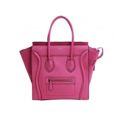 Celine Luggage Medium Tote z telecí kůže fluorescenčně růžové