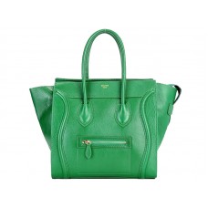Celine Luggage Medium Tote z telecí kůže zelené barvy