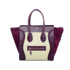 Celine Luggage Medium Tote z telecí kůže světle béžové/semišové vínové barvy