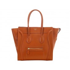 Střední taška Celine Luggage Tote z telecí kůže oranžová