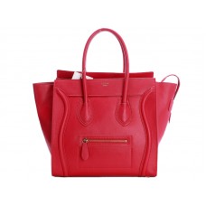 Střední kabelka Celine Luggage Tote z telecí kůže červená