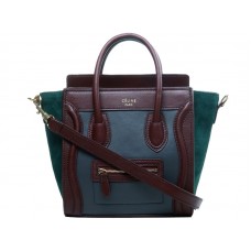 Celine Luggage Mini Tote z telecí kůže šedé/vínové barvy