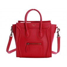 Celine Luggage Mini Tote z telecí kůže červená