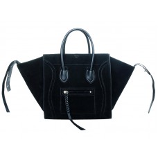 Celine Luggage Phantom Square Tote Bag Semišová kožená černá