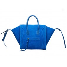 Celine Luggage Phantom Square Tote Bag Semišová Kožená Modrá
