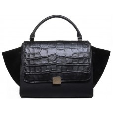 Celine Trapeze ramenní taška Multicolor Crocs Leather Black/Semie Black
