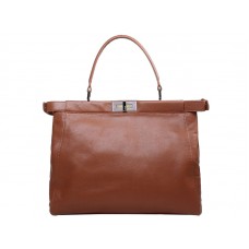 Kožená taška Fendi Peekaboo z telecí kůže hnědá