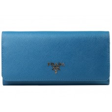 Kožená peněženka Prada Saffiano modrá