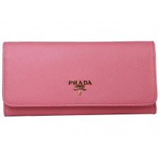 Kožená peněženka Prada Saffiano tmavě růžová