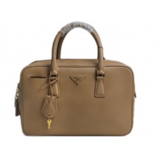 Prada Saffiano telecí kůže kabelka s horním uchem béžová