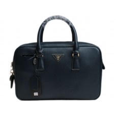 Prada Saffiano telecí kůže kabelka s horním uchem tmavě modrá