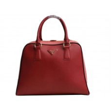 Prada Saffiano kabelka s rámem a horním uchem červená
