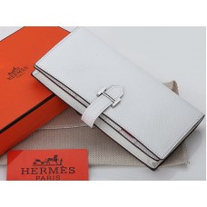 Hermes Epsom Originální Telecí Kůže Bearn Japonaise Bi-Fold Peněženka Bílá