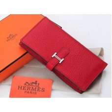 Hermes Dogon Togo Originální Telecí Kůže Bearn Japonaise Bi-Fold Peněženka Červená