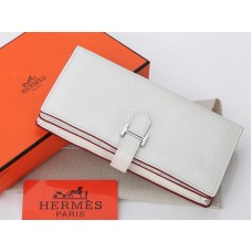 Hermes Dogon Togo Originální Telecí Kůže Bearn Japonaise Bi-Fold Peněženka Bílá