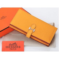 Hermes Dogon Togo Originální Telecí Kůže Bearn Japonaise Bi-Fold Peněženka Žlutá