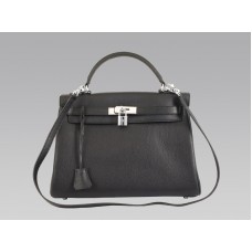 Hermes Kelly 32cm Togo kožená kabelka Clemence černá