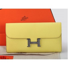 Hermes Epsom Originální Telecí Kůže Constance Dlouhá Peněženka Žlutá