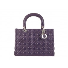 Velká jehněčí kožená kabelka Dior Purplr