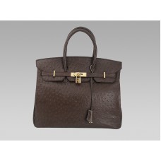 Hermes Birkin 35 cm pštrosí čokoláda