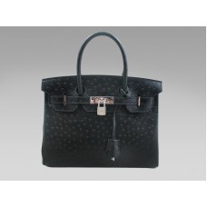 Hermes Birkin 30 cm pštrosí černá