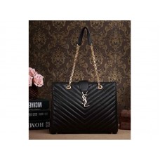 Nákupní taška Yves Saint Laurent Classic Monogram z černé prošívané jehněčí kůže