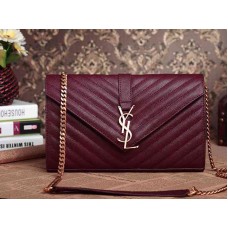 YSL Střední monogramová brašna z černé purpurové kůže s pudrovou texturou Matelasse