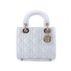 Kožená kabelka Dior Lady Dior Nano, zlatá, bílá