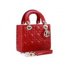 Kožená kabelka Dior Lady Dior Nano, zlatá, červená