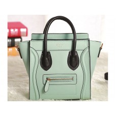 Celine Luggage Mini Tote z telecí kůže v mátově modré barvě