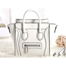 Celine Luggage Mini Tote z telecí kůže bílé barvy