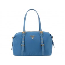 Taška přes rameno Prada Tessuto Bauletto Satchel modrá