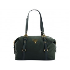 Taška přes rameno Prada Tessuto Bauletto Satchel tmavě zelená