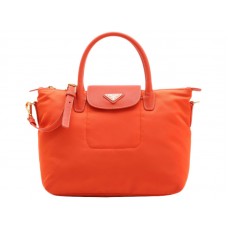 Prada Tessuto Nylonová Taška s Koženým Obložením Oranžová