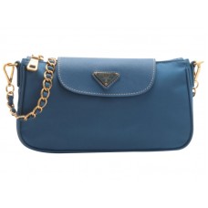 Prada Tessuto Nylon Se Saffiano Koženou Kabelkou Přes Zápěstí Modrá