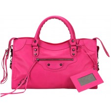 Balenciaga Medium Classic City Bag Sytě růžová