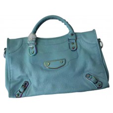 Balenciaga Classic Metallic Edge Irides City Bag světle modrá