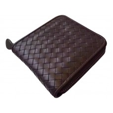 Bottega Veneta Bi-Fold Peněženka na zip V Intrecciato Chocolate