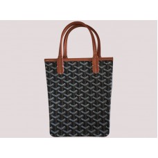 Taška Goyard Poitiers černá s hnědým koženým lemováním