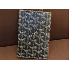 Pouzdro na pas Goyard Goyardine černé s hnědým koženým lemováním