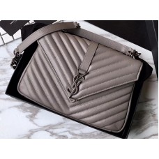 Saint Lauren Coll?Ge Medium v barvě Matelass? Leather Grey
