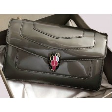 Bvlgari Klapkový kryt Serpenti Forever 22cm Metalická telecí kůže Tmavě šedá