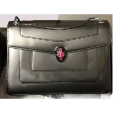 Bvlgari Klapkový kryt Serpenti Forever 28cm Metalická telecí kůže Šedá
