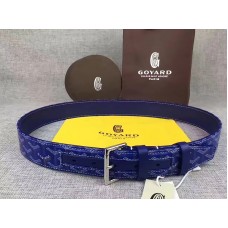 Kožený pásek Goyard Chevron Goyardine Modrý