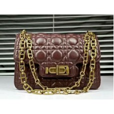Kabelka Dior Miss Dior z černé jehněčí kůže v vínové barvě
