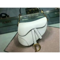 Dior Mini Saddle telecí kůže kabelka zlatá a bílá m0447s3